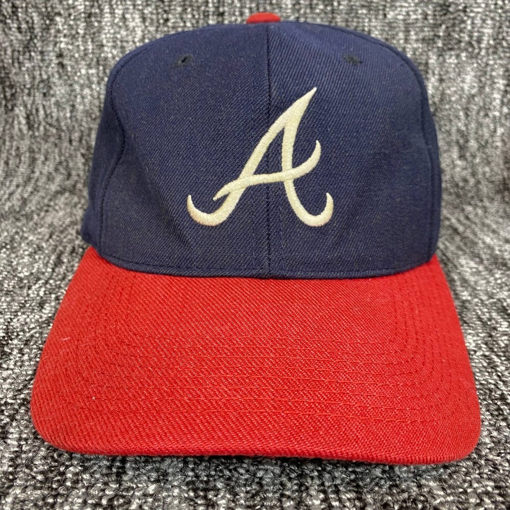 Vintage Atlanta Braves Hat Sports Specialties Fitted Cap Wool 6 7/8 MLB 90s Navy